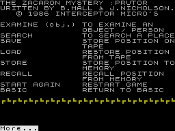 Zacaron Mystery, The (1986)(Players Software)